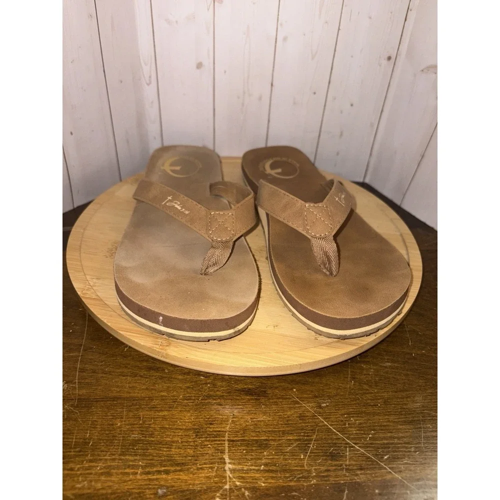 Walk In His Footsteps ‎ Sandals Cross Footprint John 3:16 Brown Size 8